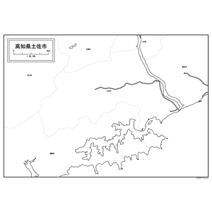 土佐市の白地図のサムネイル