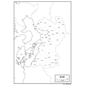 熊本県の白地図のサムネイル