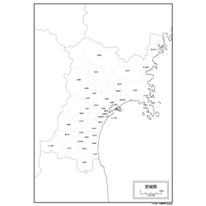 宮城県の白地図のサムネイル