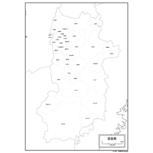 奈良県の白地図のサムネイル