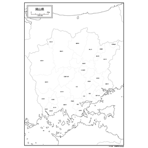 岡山県の白地図のサムネイル