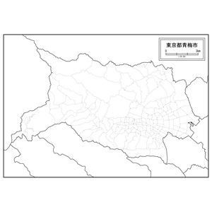 青梅市の白地図のサムネイル