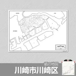 川崎市川崎区の紙の白地図のサムネイル