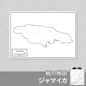 ジャマイカの紙の白地図のサムネイル