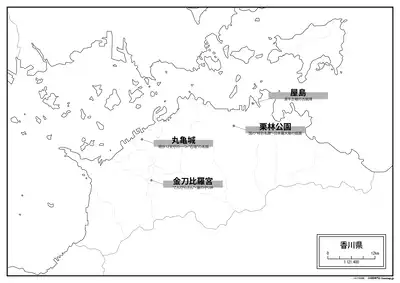世界遺産・文化財を書いた香川県の地図