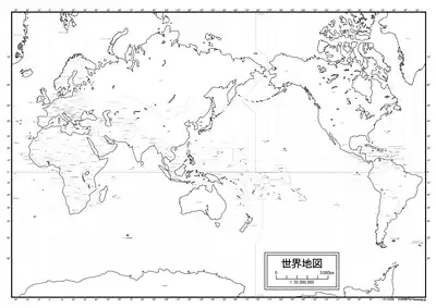 基本的な世界地図（メルカトル図法）
