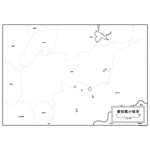 小牧市の白地図のサムネイル