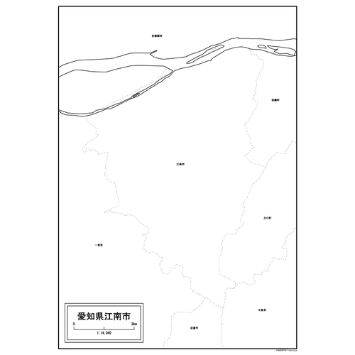 江南市の白地図のサムネイル