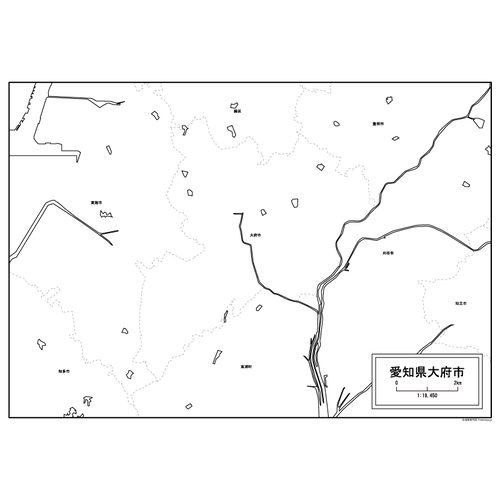 大府市の白地図のサムネイル