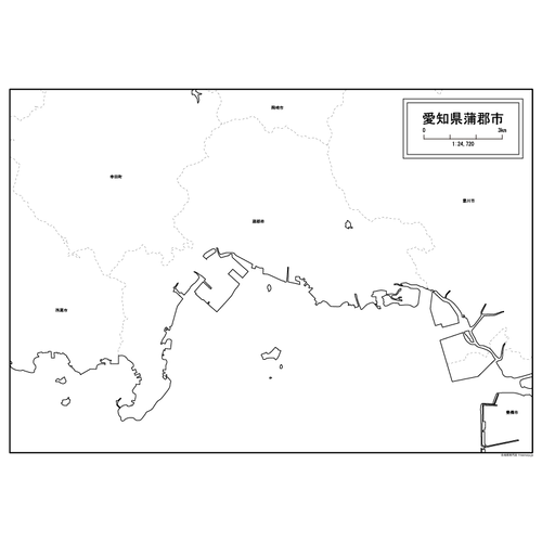 蒲郡市の白地図のサムネイル