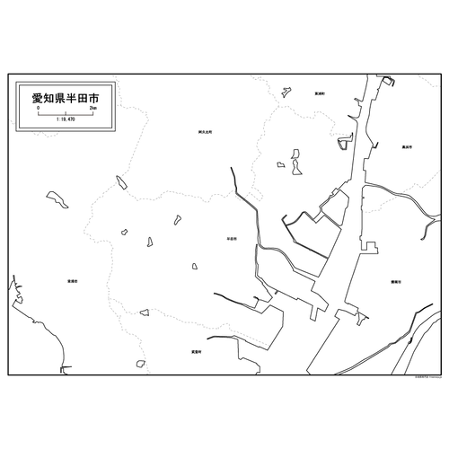 半田市の白地図のサムネイル