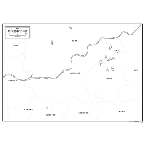 名古屋市守山区の白地図のサムネイル