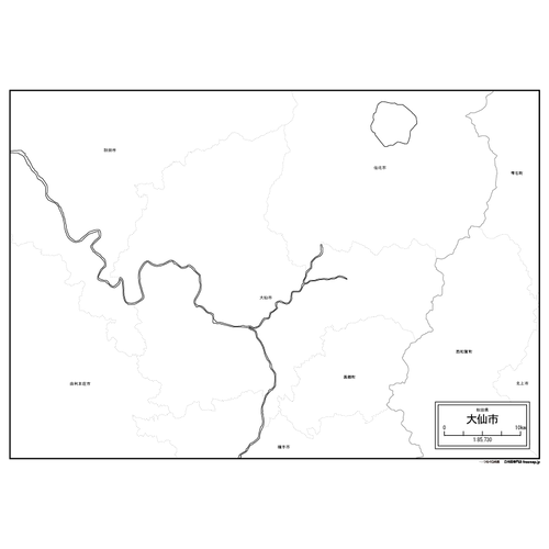 大仙市の白地図のサムネイル