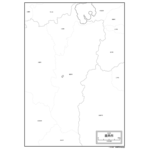 鹿角市の白地図のサムネイル