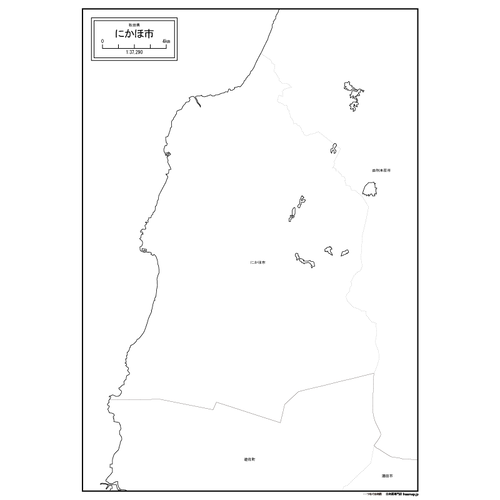 にかほ市の白地図のサムネイル