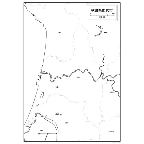 能代市の白地図のサムネイル