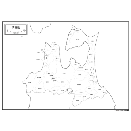 青森県の白地図のサムネイル