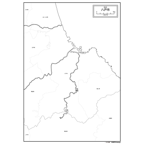 八戸市の白地図のサムネイル