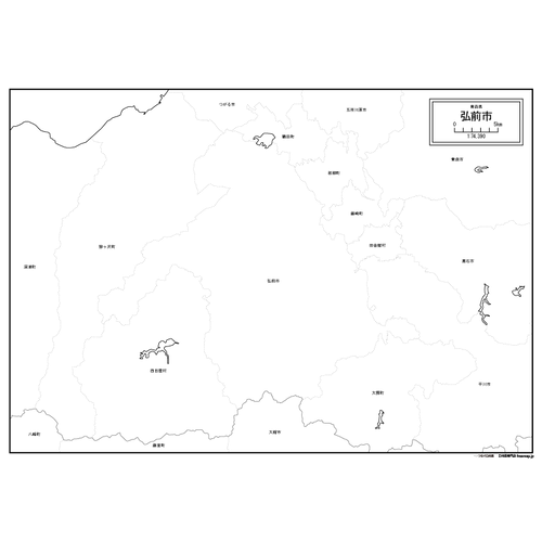 弘前市の白地図のサムネイル