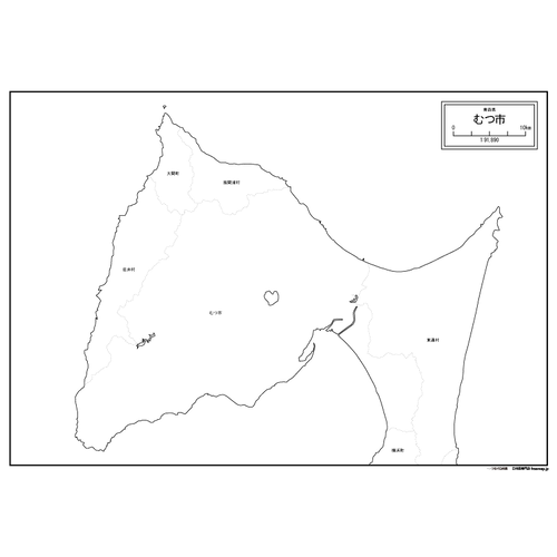 むつ市の白地図のサムネイル