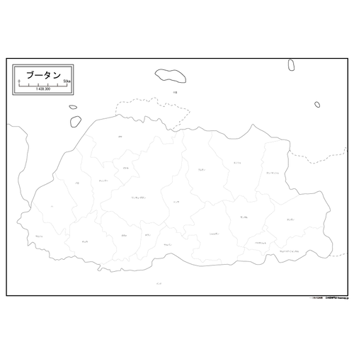 ブータンの白地図のサムネイル