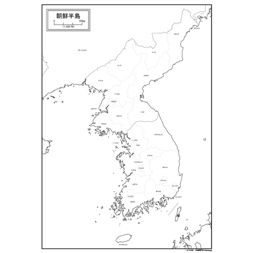 朝鮮半島の白地図のサムネイル