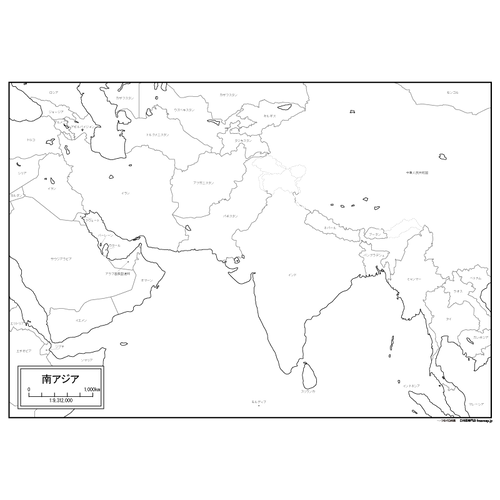 南アジアの白地図のサムネイル