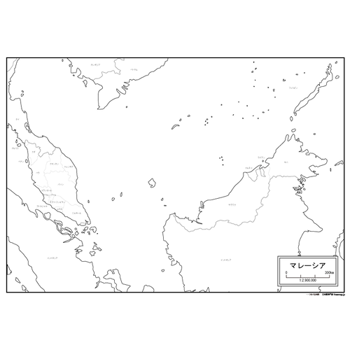 マレーシアの白地図のサムネイル