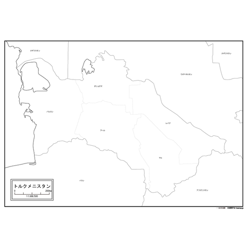 トルクメニスタンの白地図のサムネイル