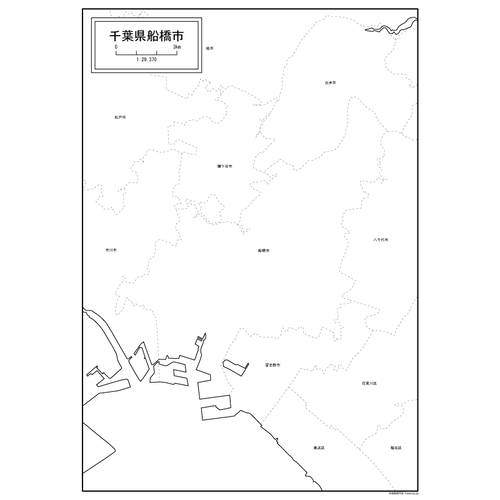 船橋市の白地図のサムネイル