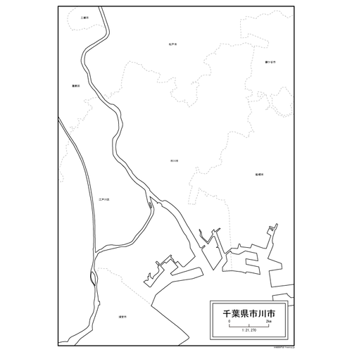 市川市の白地図のサムネイル