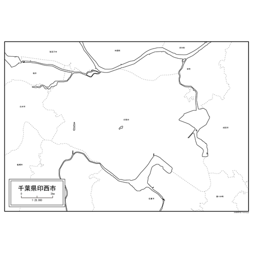 印西市の白地図のサムネイル