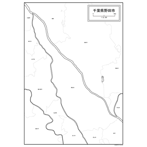 野田市の白地図のサムネイル