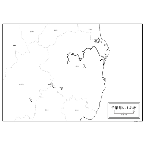 いすみ市の白地図のサムネイル