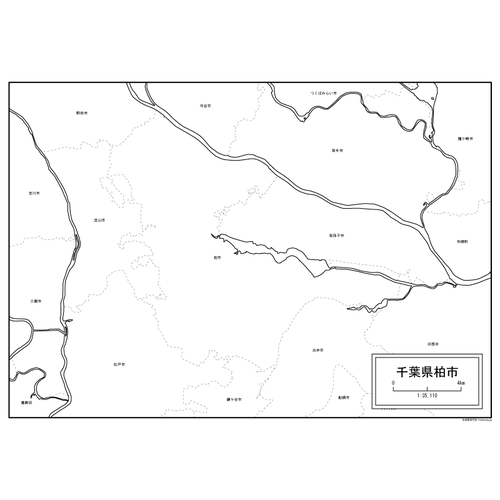 柏市の白地図のサムネイル
