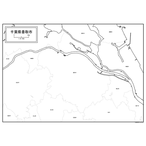 香取市の白地図のサムネイル