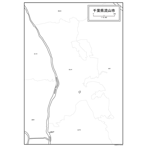 流山市の白地図のサムネイル