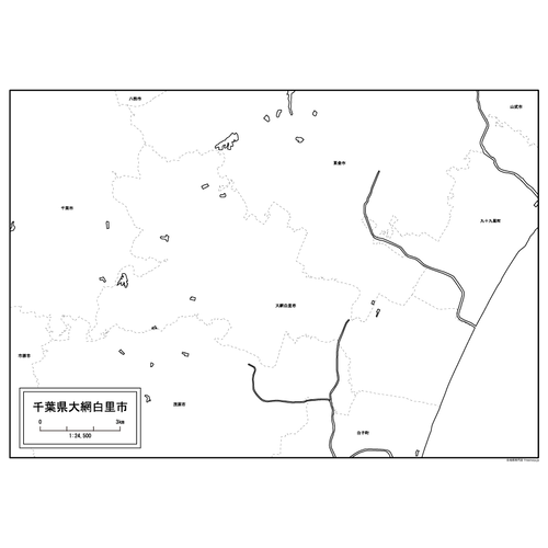 大網白里市の白地図のサムネイル