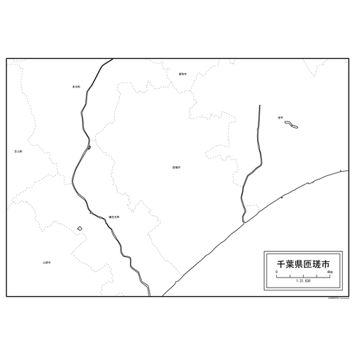 匝瑳市の白地図のサムネイル