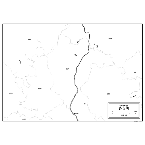 多古町の白地図のサムネイル