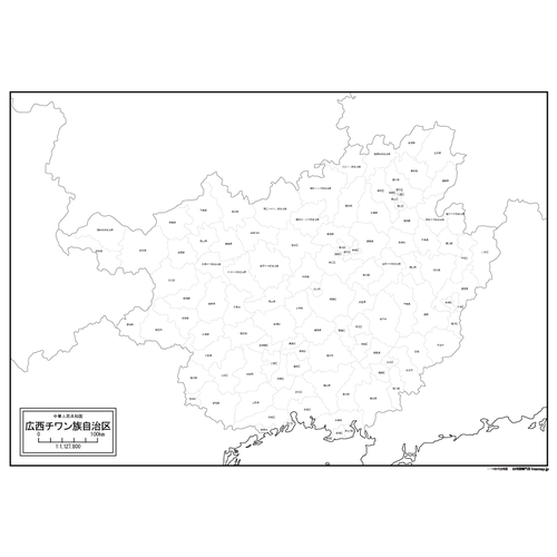 広西チワン族自治区(こうせいチワンぞく)の地図のサムネイル