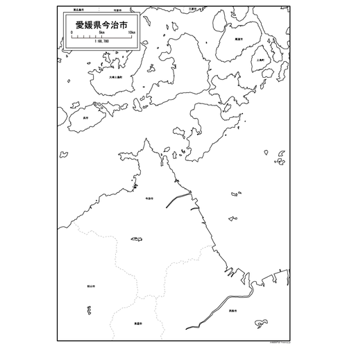 今治市の白地図のサムネイル