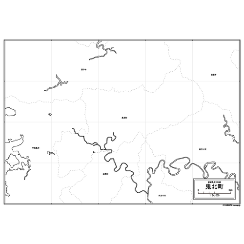 鬼北町の白地図のサムネイル