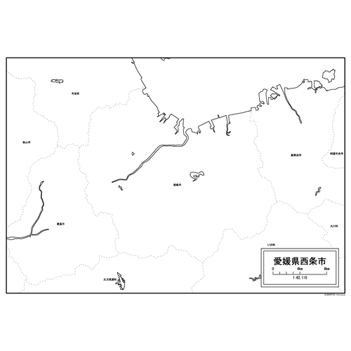 西条市の白地図のサムネイル