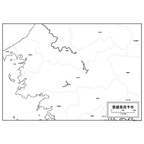 西予市の白地図のサムネイル