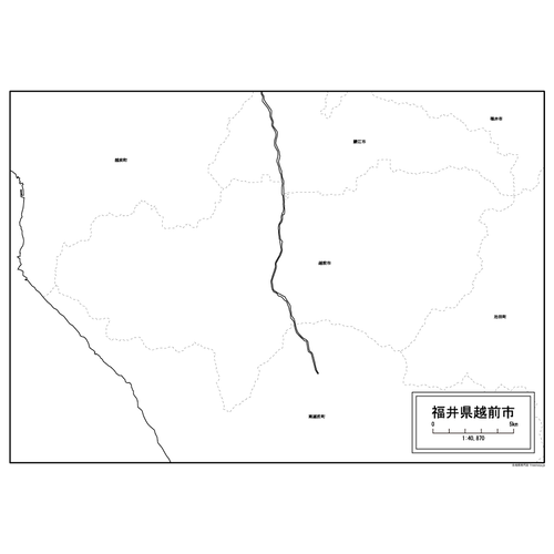 越前市の白地図のサムネイル