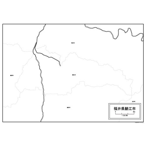 鯖江市の白地図のサムネイル