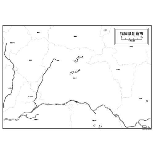 朝倉市の白地図のサムネイル