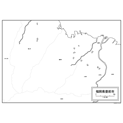 豊前市の白地図のサムネイル