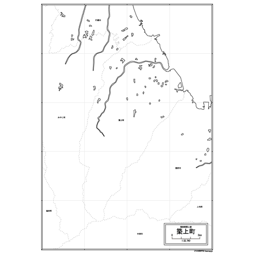 築上町の白地図のサムネイル